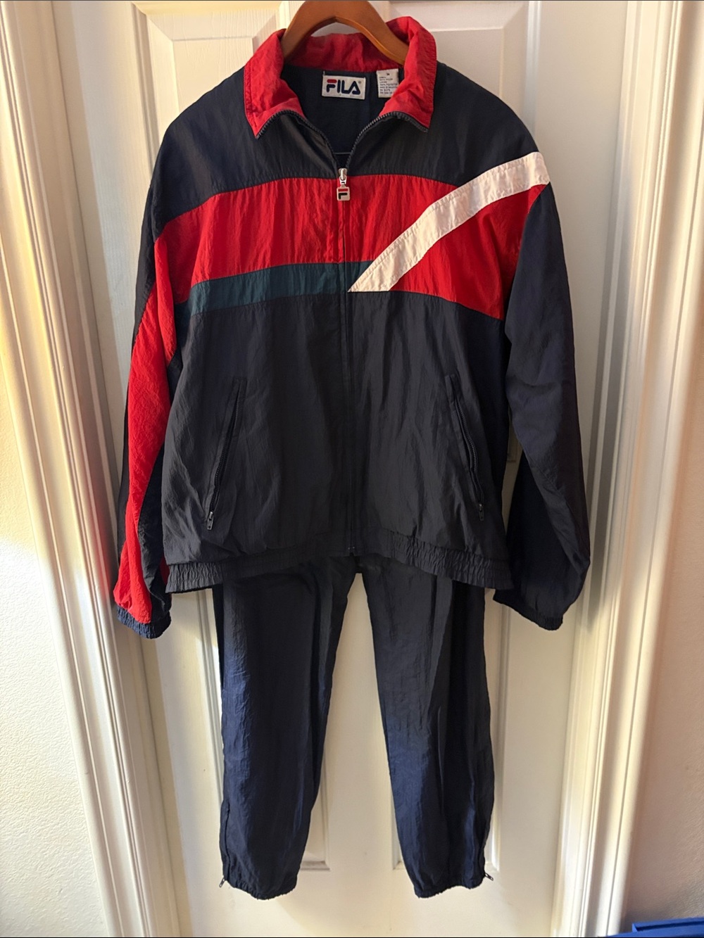 90’s Men’s Vintage Fila Tracksuit Sz M  Red white & blue AS IS